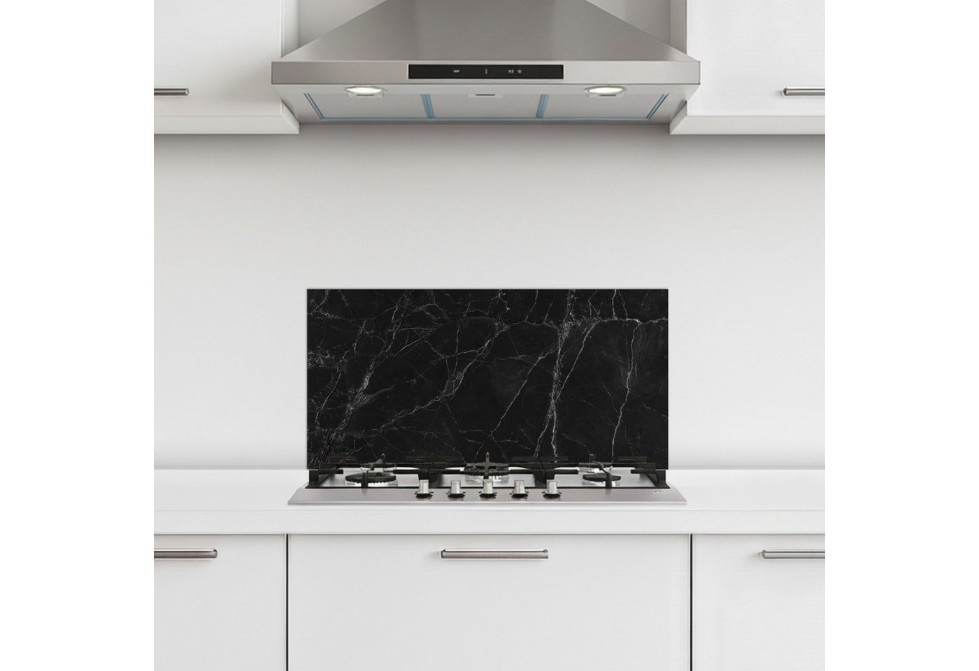 KitchenYeah Küchenrückwand selbstklebend (keine Folie) Marmor - Schwarz, (1-tlg), Küchenrückwand, Spritzschutz, Kitchen, 60x30 cm