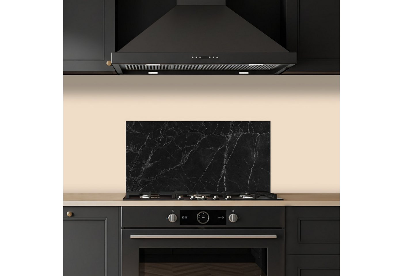 KitchenYeah Küchenrückwand selbstklebend (keine Folie) Marmor - Schwarz, (1-tlg), Küchenrückwand, Spritzschutz, Kitchen, 60x30 cm Bild 2