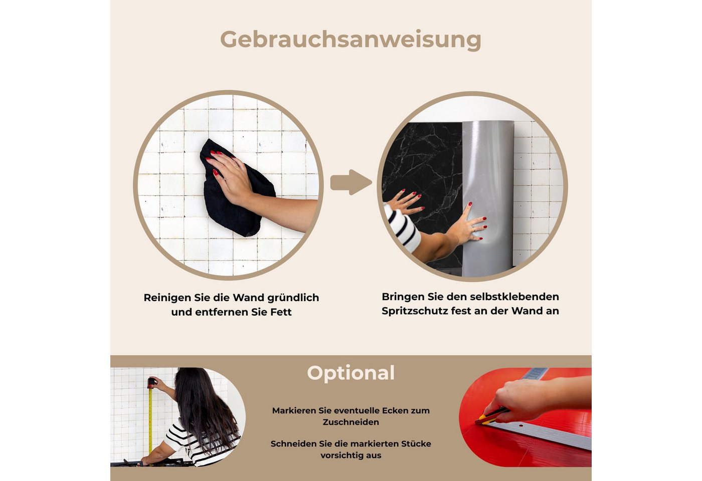 KitchenYeah Küchenrückwand selbstklebend (keine Folie) Marmor - Schwarz, (1-tlg), Küchenrückwand, Spritzschutz, Kitchen, 60x30 cm Bild 3