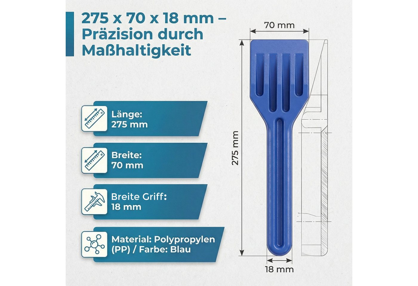 heicko e-ast GmbH Verlegekeil Montagewerkzeug Klotzkelle für Fenster- und Türverglasung, besonders griffig, vielseitig einsetzbar