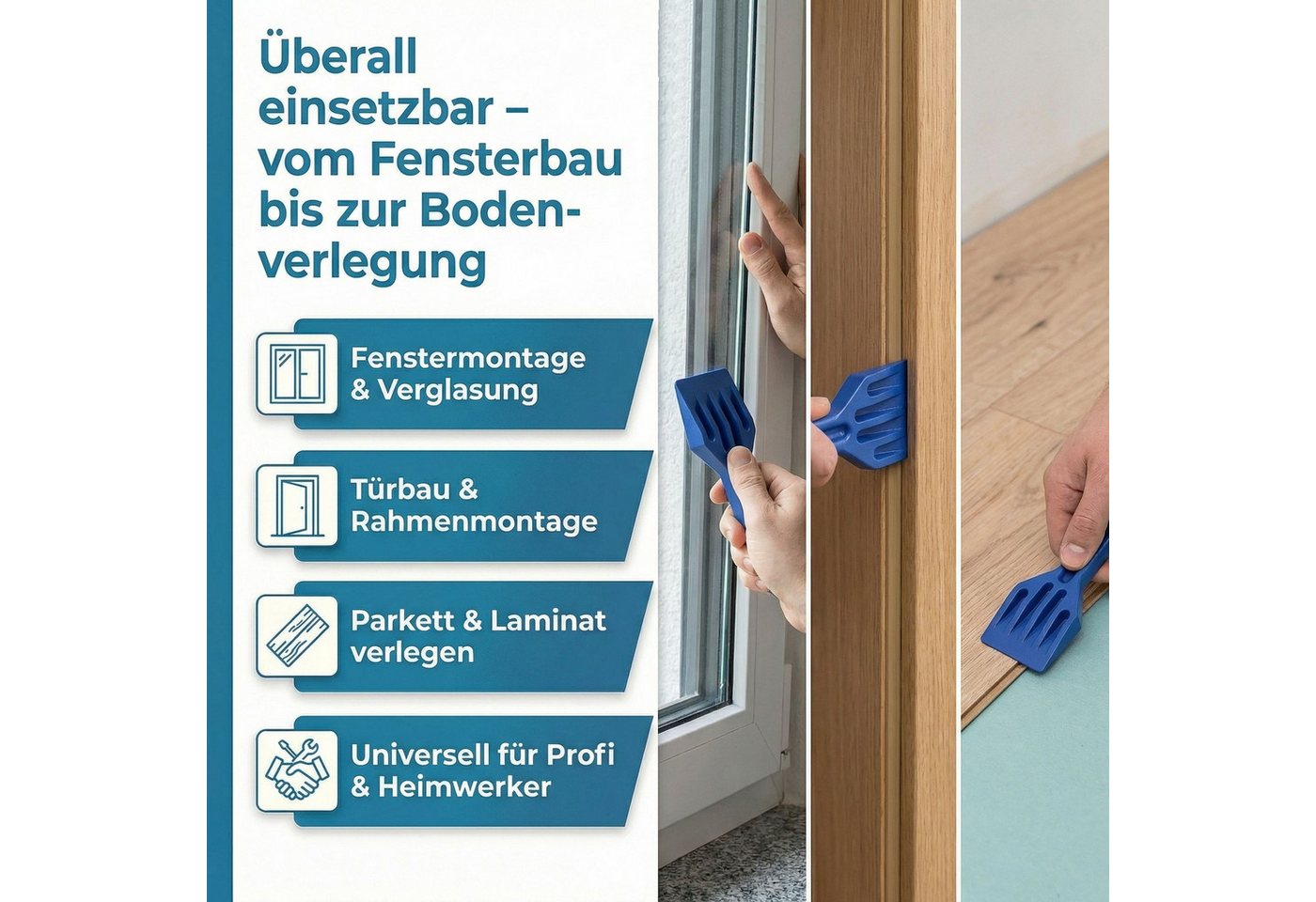 heicko e-ast GmbH Verlegekeil Montagewerkzeug Klotzkelle für Fenster- und Türverglasung, besonders griffig, vielseitig einsetzbar Bild 4