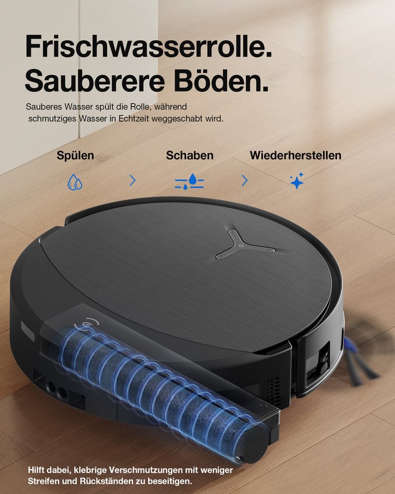 ECOVACS Nass-Trocken-Saugroboter DEEBOT X11S OmniCyclone Care Kit, All-in-One Station (beutellos), 65 W, beutellos, 30.000 Pa + 16 L/s (Luftstrom), 27cm Wischrolle, Care Kit