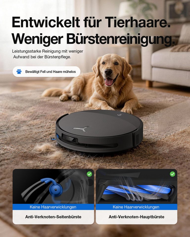 ECOVACS Nass-Trocken-Saugroboter DEEBOT X11S OmniCyclone Care Kit, All-in-One Station (beutellos), 65 W, beutellos, 30.000 Pa + 16 L/s (Luftstrom), 27cm Wischrolle, Care Kit Bild 3