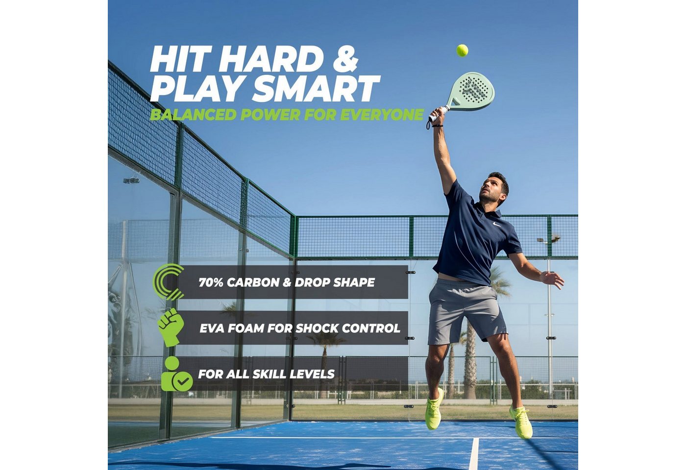 VirtuFit Padelschläger VirtuFit Hybrid Padel Racket - Mintgrün Bild 2