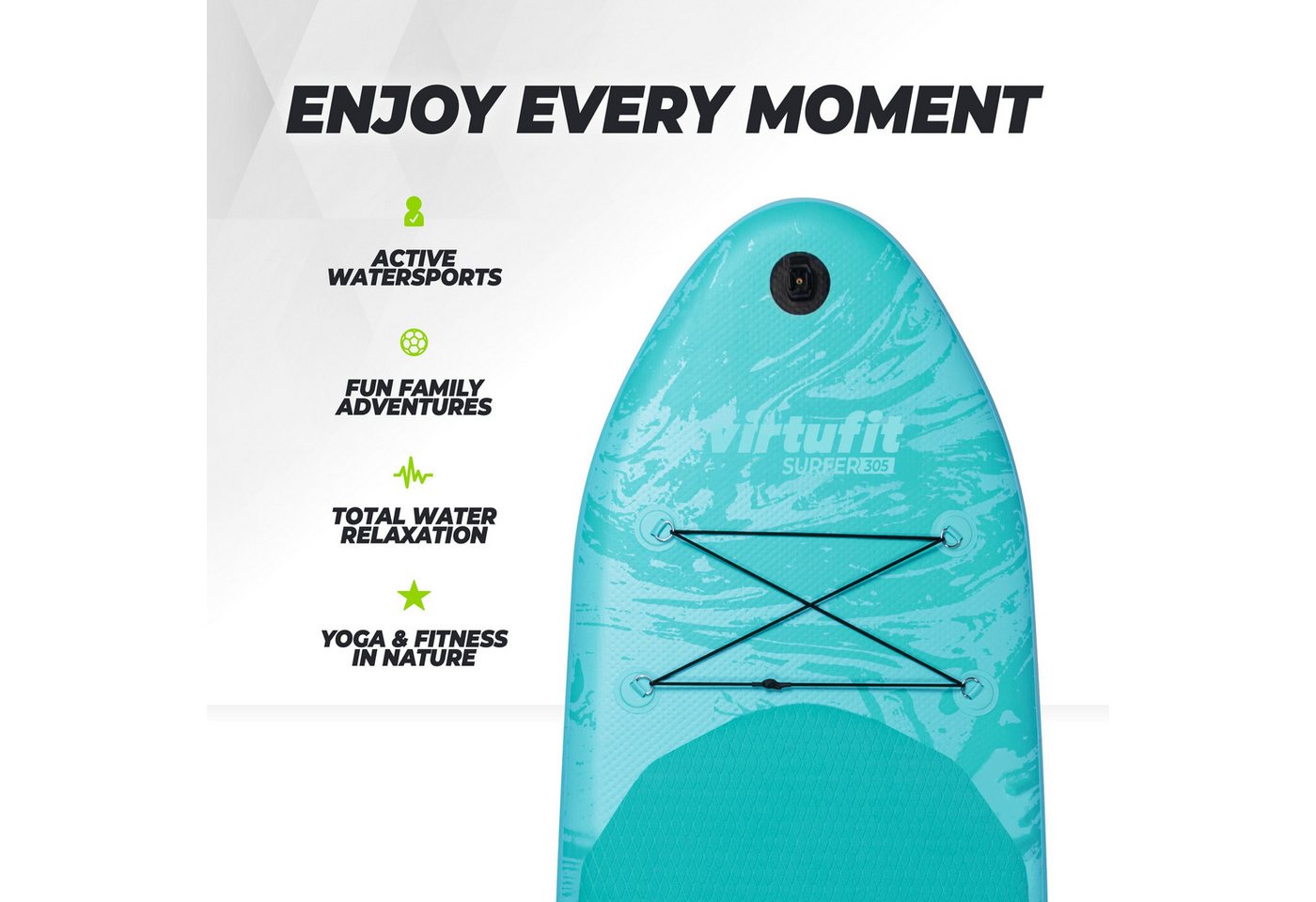 VirtuFit Inflatable SUP-Board VirtuFit Surfer 305 SUP-Board Schwarz inkl. Windsurf-Set