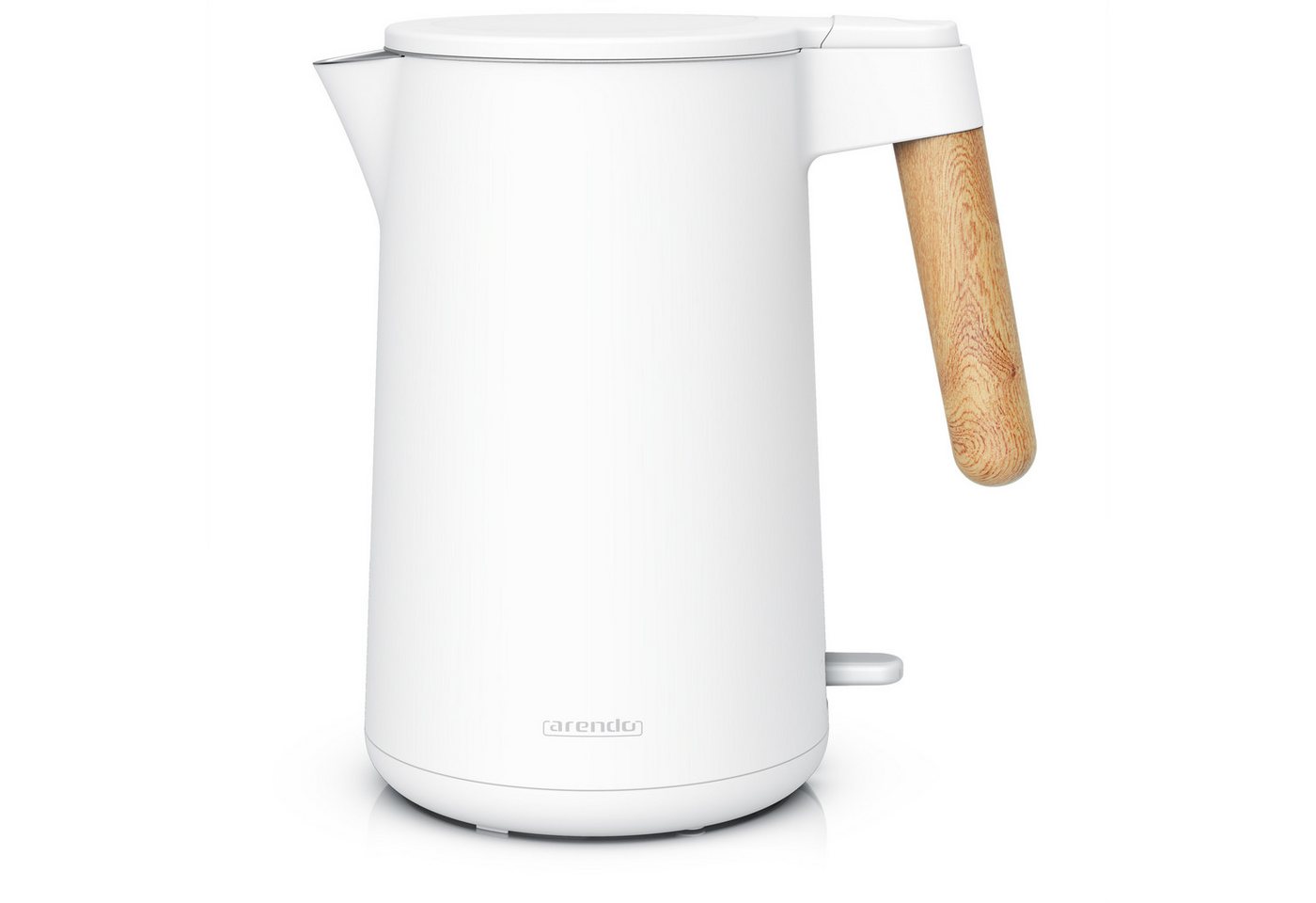 Arendo Wasserkocher Edelstahl, mit Griff in Holzoptik, Doppelwand, Cool-Touch, 360° Basis, 1,5 l, 2200 W, mit Temperatureinstellung, Trockengehschutz, BPA-frei, GS Geprüft Bild 2