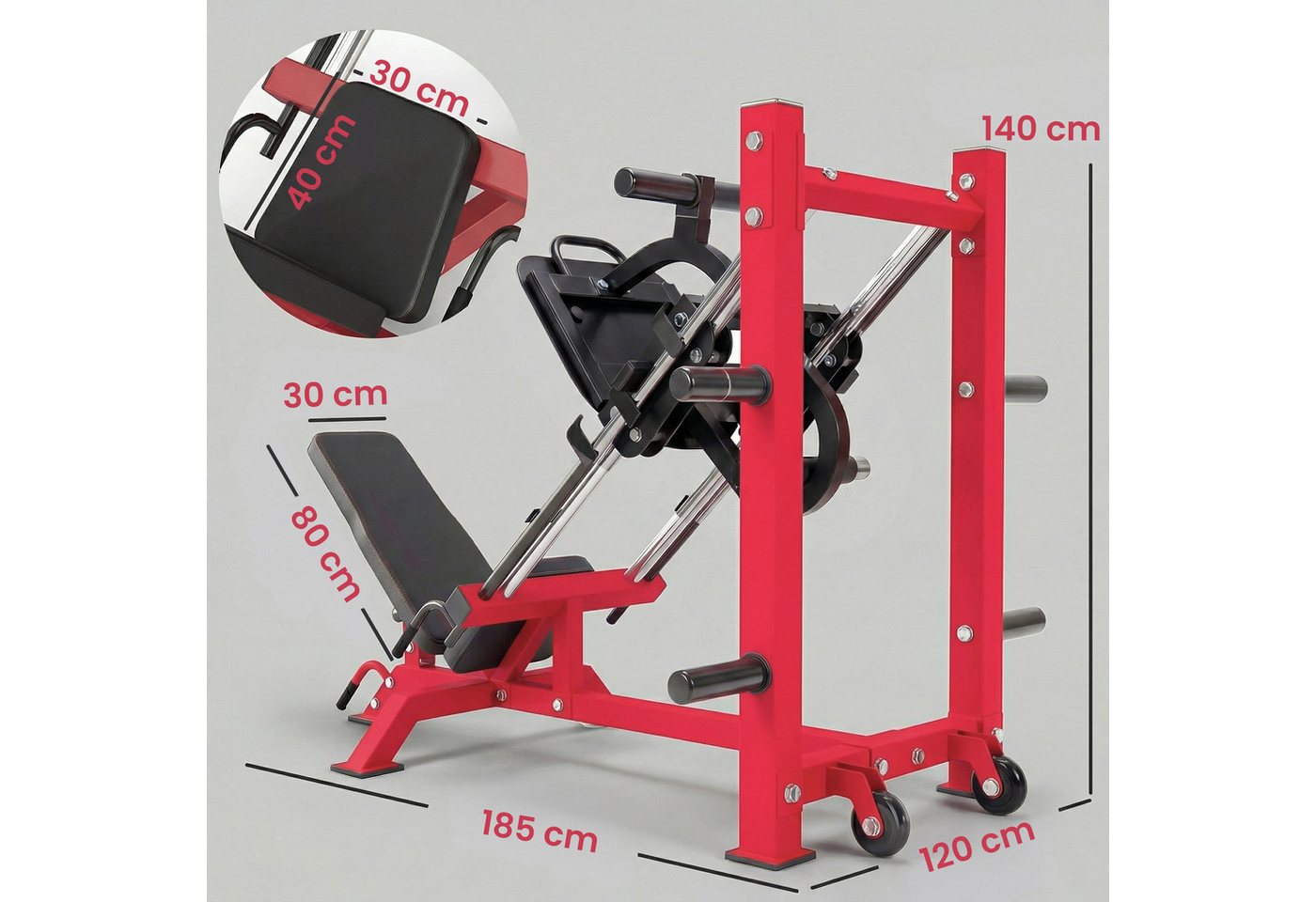 SPORTNOW Multitrainer Beinpresse mit Wadenblock, (1-St), 455 kg Belastbarkeit, Rollen, 4 Sicherheitsstopps Bild 3