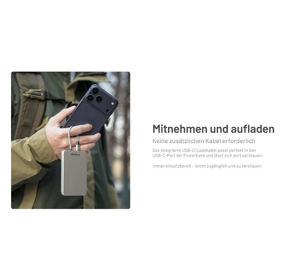 Nitecore Pocket5 Powerbank 5.000mAh - Orange Powerbank Nitecore Powerbank Pocket 5 5000 mAh (1 St), robustes Gehäuse Bild 3