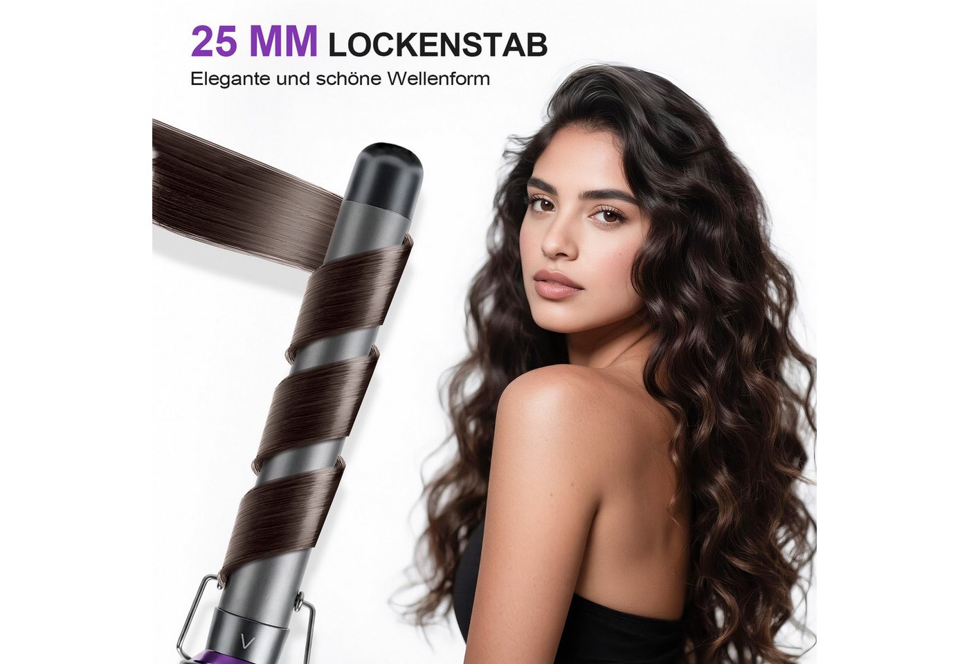 CkeyiN Pro Lockenstab 2 in 1 Lockenstäbe Set, Hair Curler, 38 mm/25 mm, 11 Temperaturen, Keramik, für Große Locken, Negative Ionen,PTC-Schnellheizung, LCD-Display Bild 5