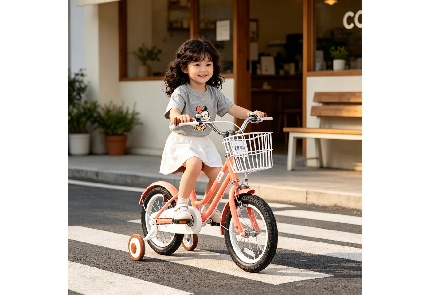 JOYSTAR Kinderfahrrad Kinderfahrrad mit Korb, abnehmbaren Stützrädern für Kinder 2‑9 Jahre, Ausgestattet mit Doppelhandbremsen, Stützrädern, Schutzblechen, Korb Bild 3