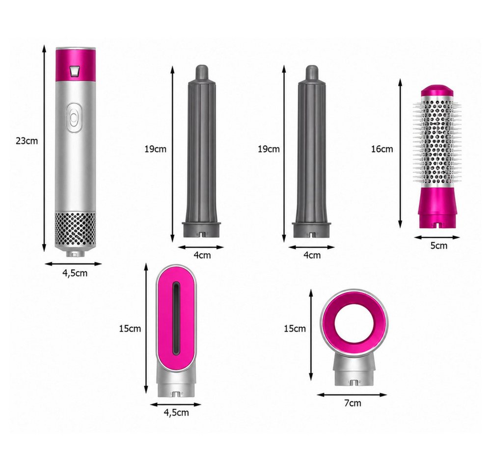 VERK GROUP Multihaarstyler Heißluftbürste 5-teilig, Schnelles Styling, austauschbare Aufsätze, für alle Haartypen Bild 5