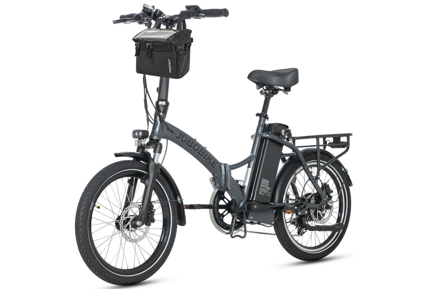 JOBOBIKE E-Bike Klapprad 20 Zoll Faltrad, Cityrad, Pedelec, 60-110km, für Damen und Herren, 7 Gang Shimano, Kettenschaltung, Heckmotor, 468 Wh, (mit Sattelrohr-Akku, mit Tiefeinsteiger-Rahmen, 5 Stufen), Faltrahmen, Federgabel,nur ca. 23kg, Elektrofahrrad mit Gepäckträger Bild 2