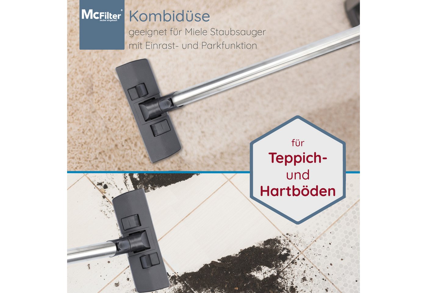 McFilter Kombidüse Düse passend für Miele Compact C2 Complete C2 Staubsauger, (1-tlg), Alternative für Miele Bodendüse SBD 285-3 AllTeQ (7253830)