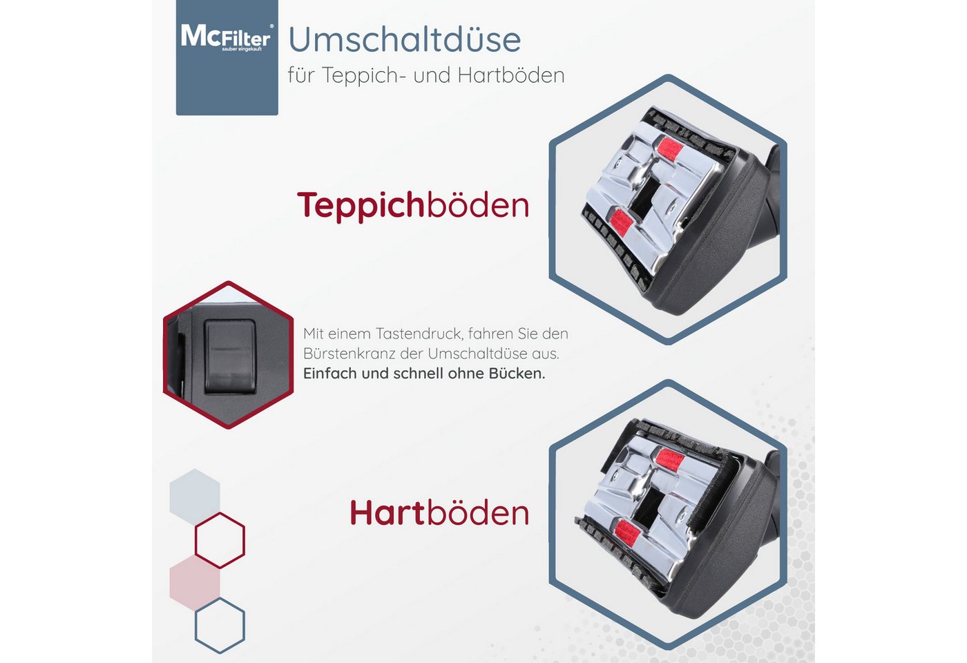 McFilter Kombidüse Düse passend für Miele Compact C2 Complete C2 Staubsauger, (1-tlg), Alternative für Miele Bodendüse SBD 285-3 AllTeQ (7253830) Bild 2
