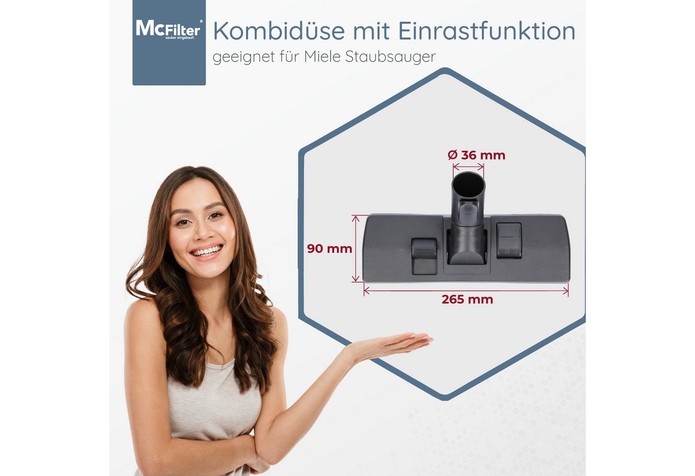 McFilter Kombidüse Düse passend für Miele Compact C2 Complete C2 Staubsauger, (1-tlg), Alternative für Miele Bodendüse SBD 285-3 AllTeQ (7253830) Bild 5