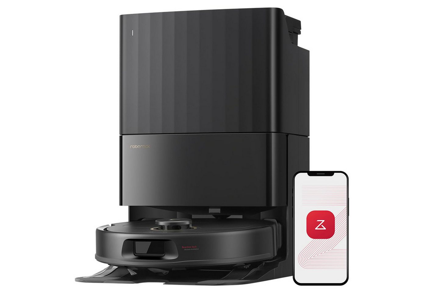 Roborock Saugroboter Qrevo S5V, 12000Pa Saugkraft, 100% Haar-Entfernungsrate, 0% Verhedderung, Multifunktionales Dock, Reactive Tech-Hindernisvermeidung, PreciSense-LiDAR-Navigation