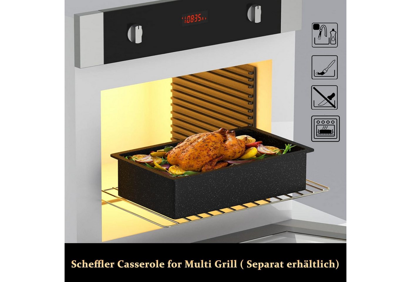 Scheffler Kontaktgrill Kontaktgrill Optigrill Elektrogrill 3 in 1 Multigrill 2000W Grill, Antihaftbeschichtet, Aluminium Kasserolle Feuertopf Bild 3