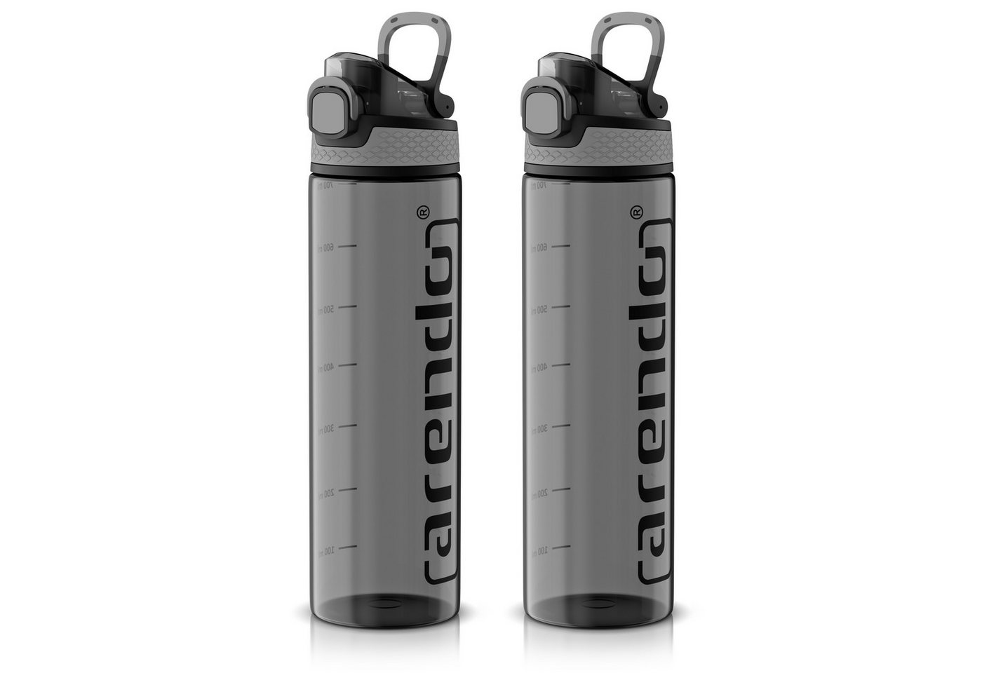 Arendo Trinkflasche 2er Set Trinkflasche 700 ml BPA-frei Sport, kohlensäuregeeignet, BPA-frei, auslaufsicher, One-Click-Verschluss, Mengenskala, Flasche Bild 2