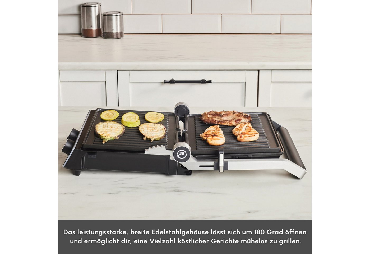 Karaca Kontaktgrill Karaca Nova Grill Kontaktgrill & Sandwichmaker 2000W Edelstahl