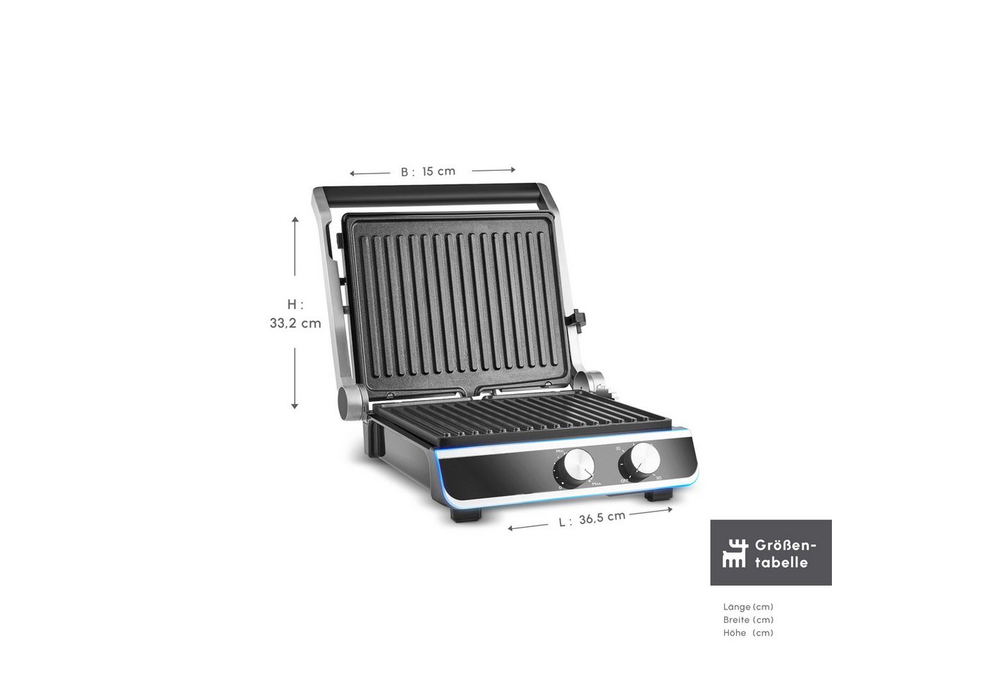 Karaca Kontaktgrill Karaca Nova Grill Kontaktgrill & Sandwichmaker 2000W Edelstahl Bild 3