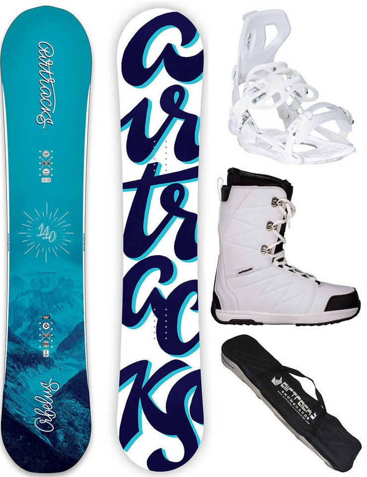 Airtracks Snowboard Damen Snowboard Komplett Set Orbelus »Mod. 26/27 (4 St., 4er-Pack), Snowboard + Bindung Master W+ Boots + Sb Bag / 140 145 150cm