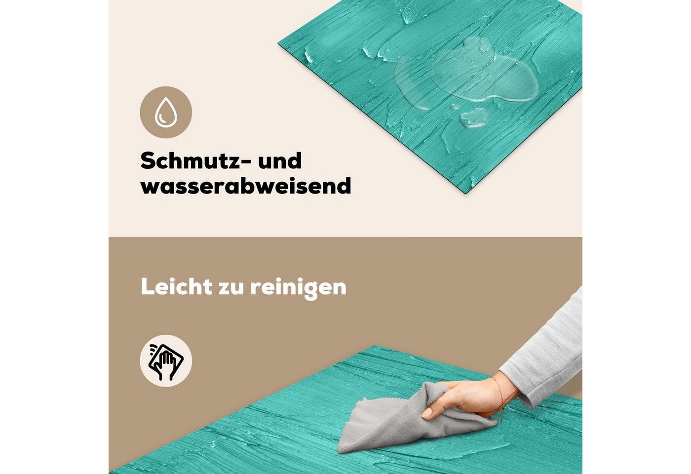 MuchoWow Herd-Abdeckplatte Farbe - Muster - Türkis, Vinyl, (1 tlg), Ceranfeldabdeckung Küche, Herdabdeckplatte Einteilig, 60x52 cm Bild 2