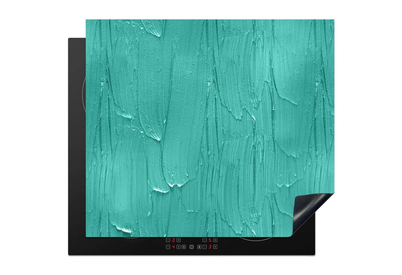 MuchoWow Herd-Abdeckplatte Farbe - Muster - Türkis, Vinyl, (1 tlg), Ceranfeldabdeckung Küche, Herdabdeckplatte Einteilig, 60x52 cm Bild 4