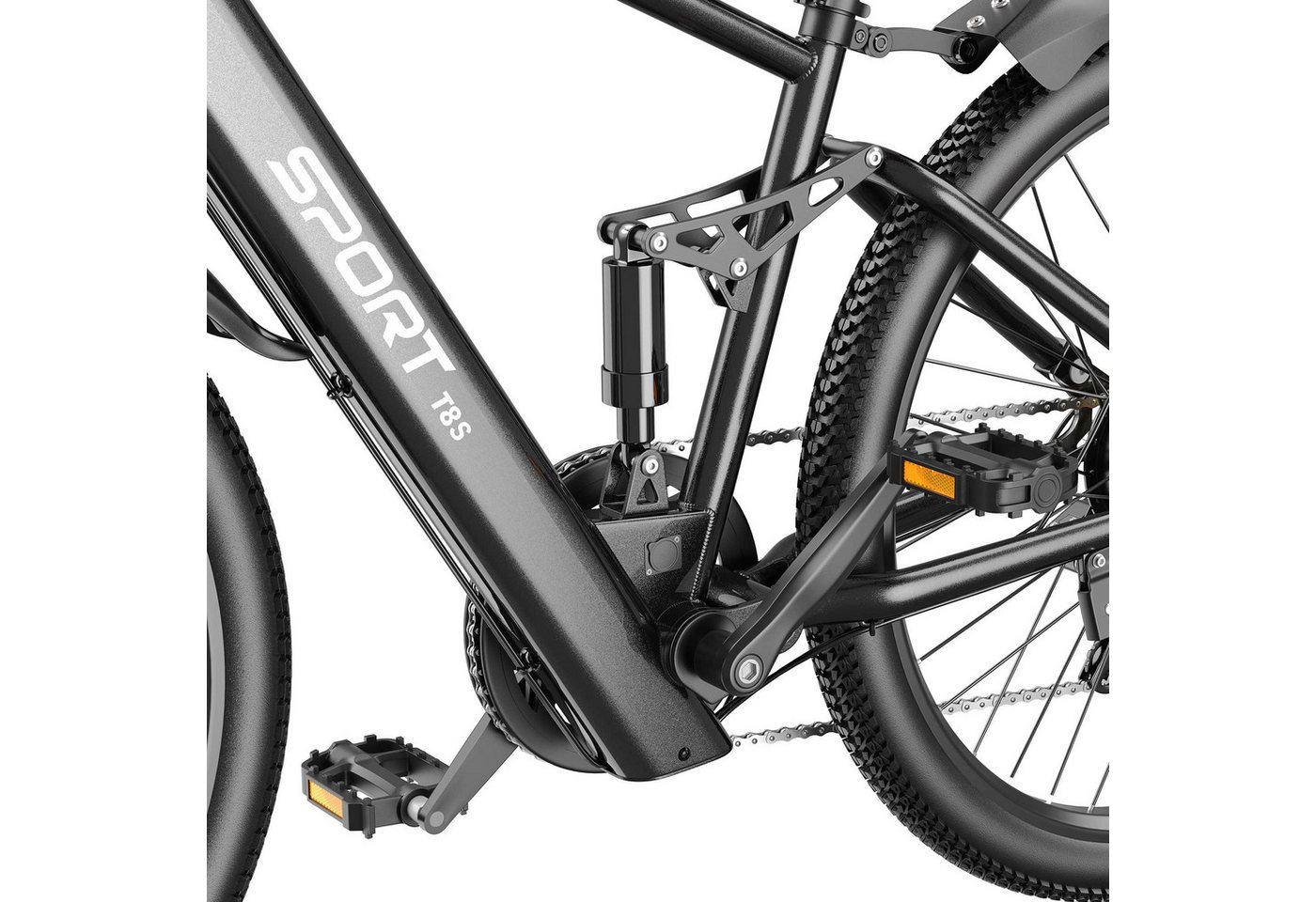 Vankel E-Bike Cityrad Herren Damen E-Mountainbike 26 Zoll 250W 624Wh 50km Shimano 7-Gang, Kettenschaltung, Heckmotor, 624 Wh, (Beleuchtungsset mit Batterieladegerät, Batterieschlüssel, Werkzeug), 25 km/h 150mm Mitteldämpfer Mechanische Scheibenbremsen 26 Zoll 24kg Bild 5
