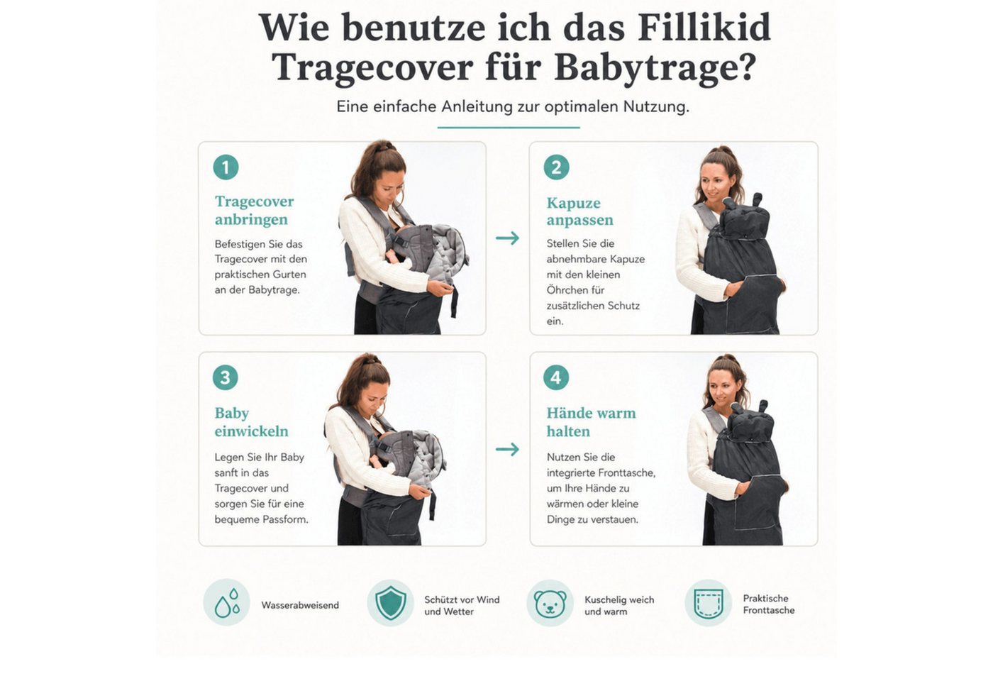 Fillikid Bauchtrage Tragecover für Bauchtrage Coralfleece Exklusiv