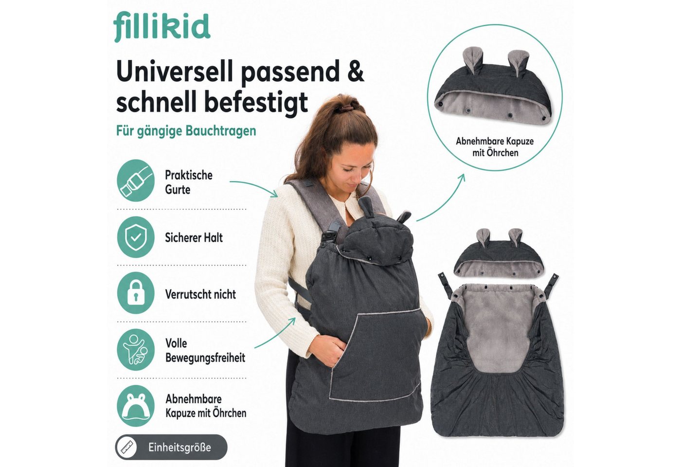 Fillikid Bauchtrage Tragecover für Bauchtrage Coralfleece Exklusiv Bild 3