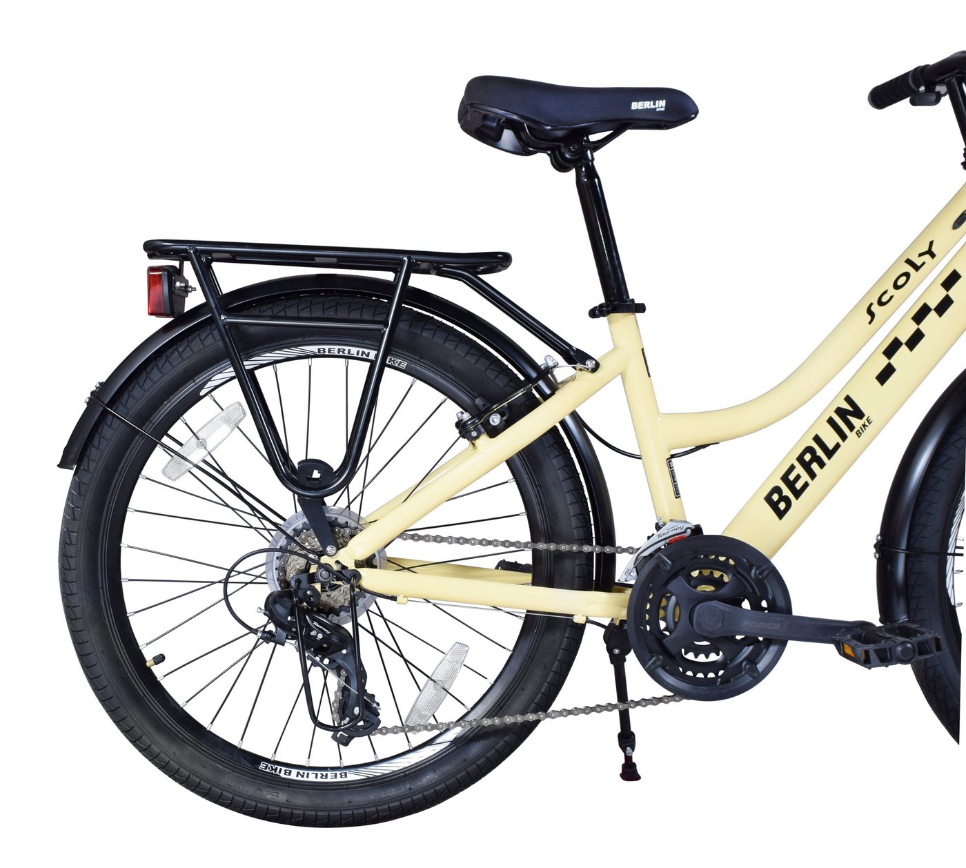 BERLIN BIKE Kinderfahrrad Scoly 24 Zoll Cityrad, 21 Gang, Für Mädchen und Jungen, mit StVZO-Beleuchtung und Gepäckträger Bild 2