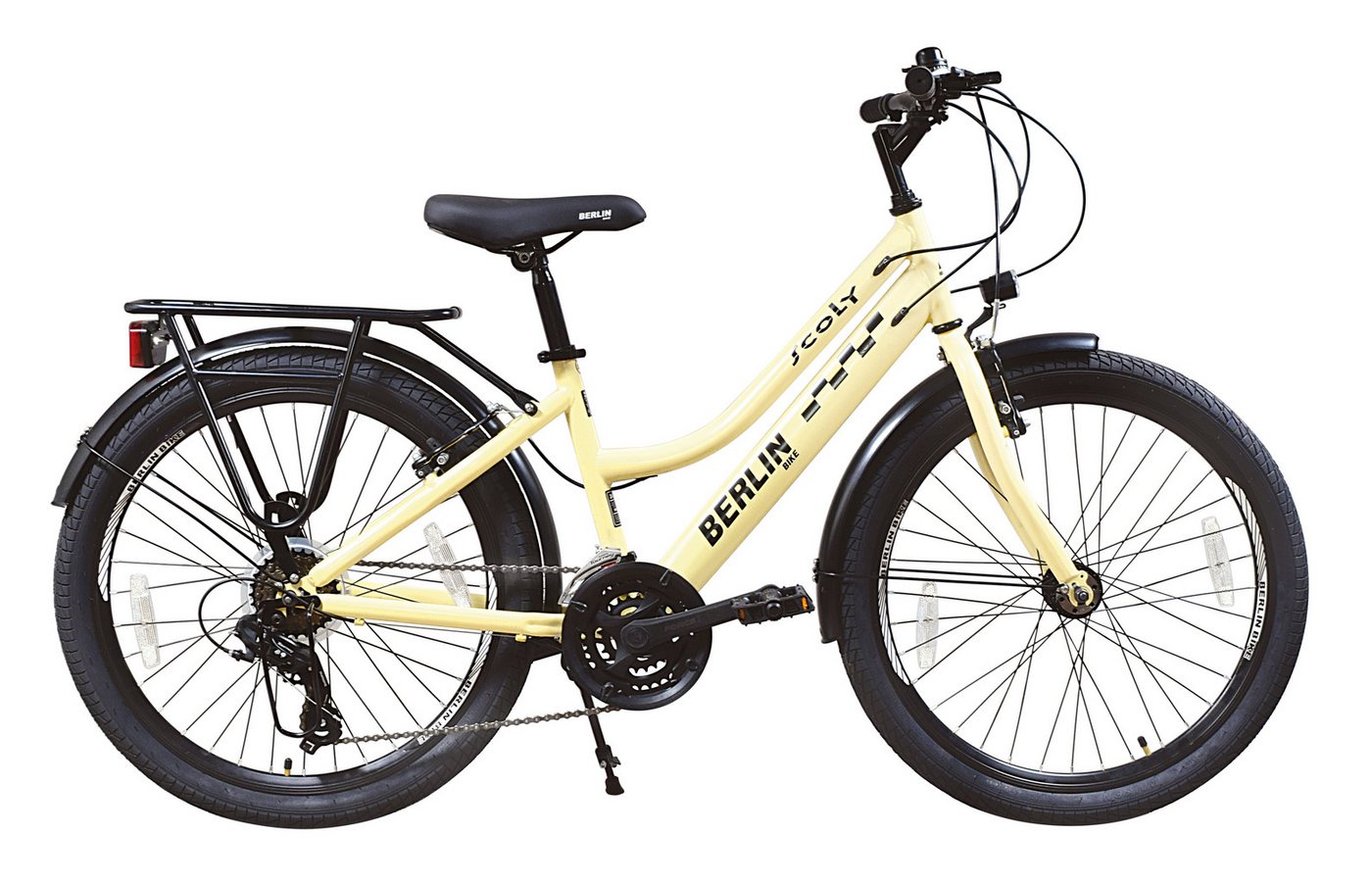 BERLIN BIKE Kinderfahrrad Scoly 24 Zoll Cityrad, 21 Gang, Für Mädchen und Jungen, mit StVZO-Beleuchtung und Gepäckträger Bild 4