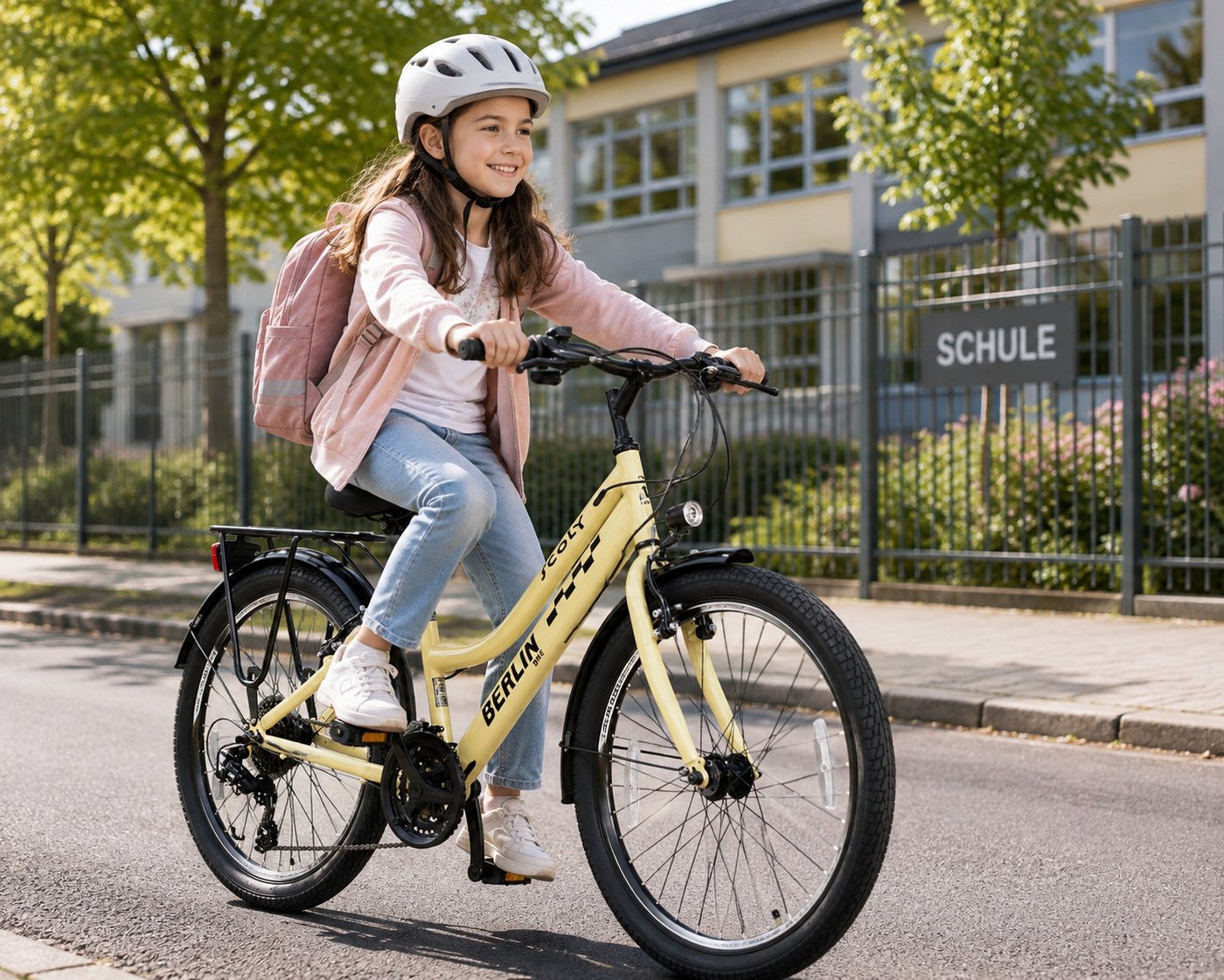 BERLIN BIKE Kinderfahrrad Scoly 24 Zoll Cityrad, 21 Gang, Für Mädchen und Jungen, mit StVZO-Beleuchtung und Gepäckträger Bild 5