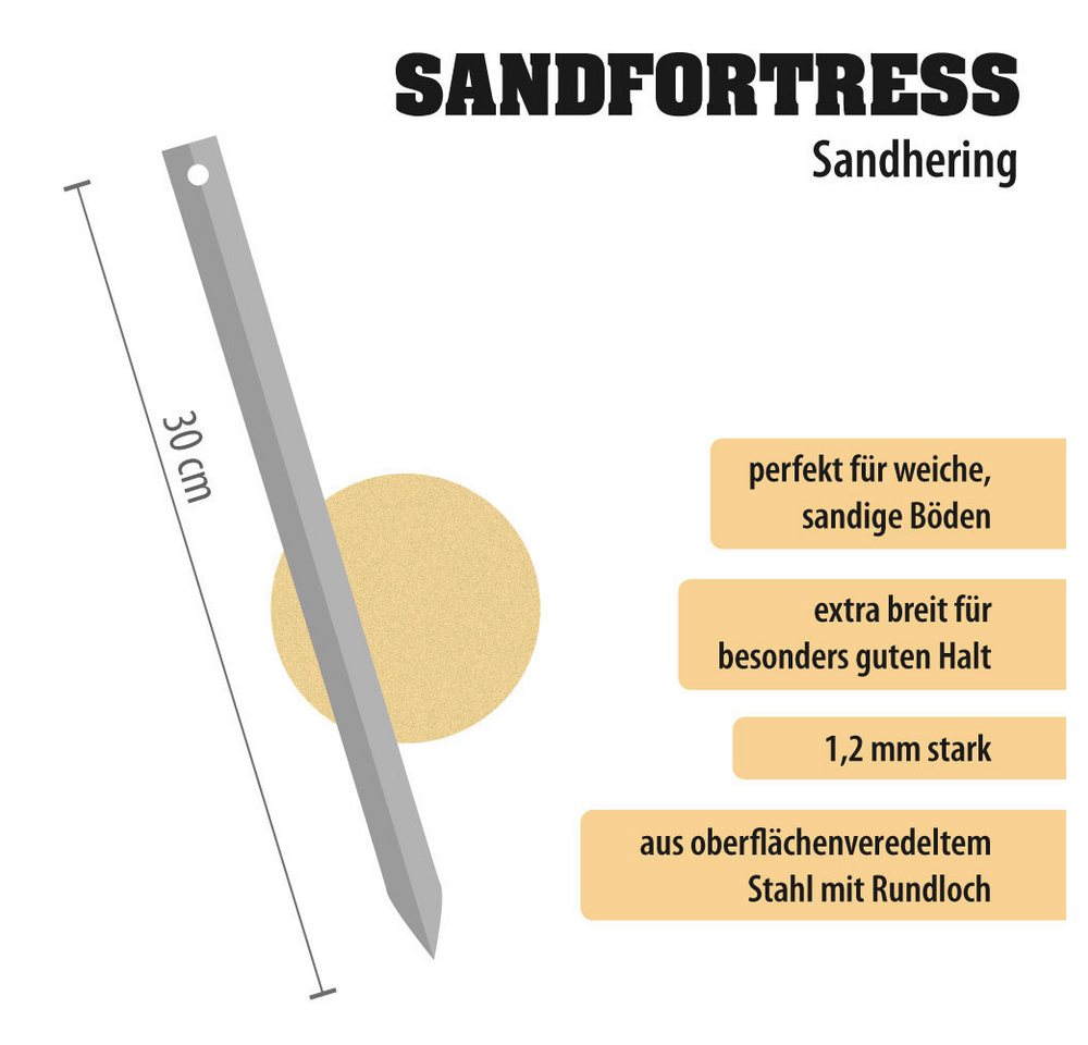 outdoorer Zelthering Sandfortress 30 cm, 8er-Set, V-Profil, für Sandböden Bild 4