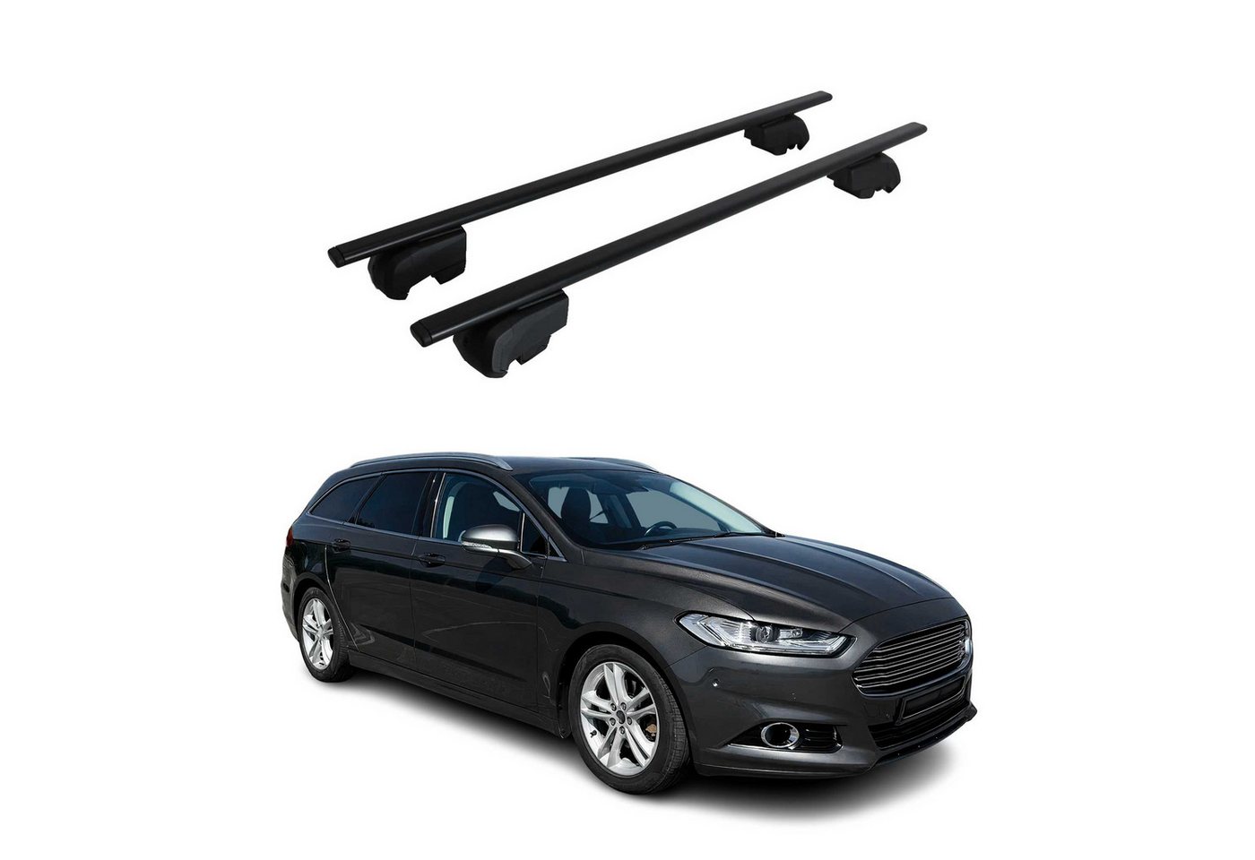 OMAC Dachträger Grundtäger für Ford Mondeo Turnier 2014-2022 75kg Metall Schwarz 2x (2-St), Wasserbeständig,Abnehmbar,Multifunktional,Leichtgewichtig Bild 4