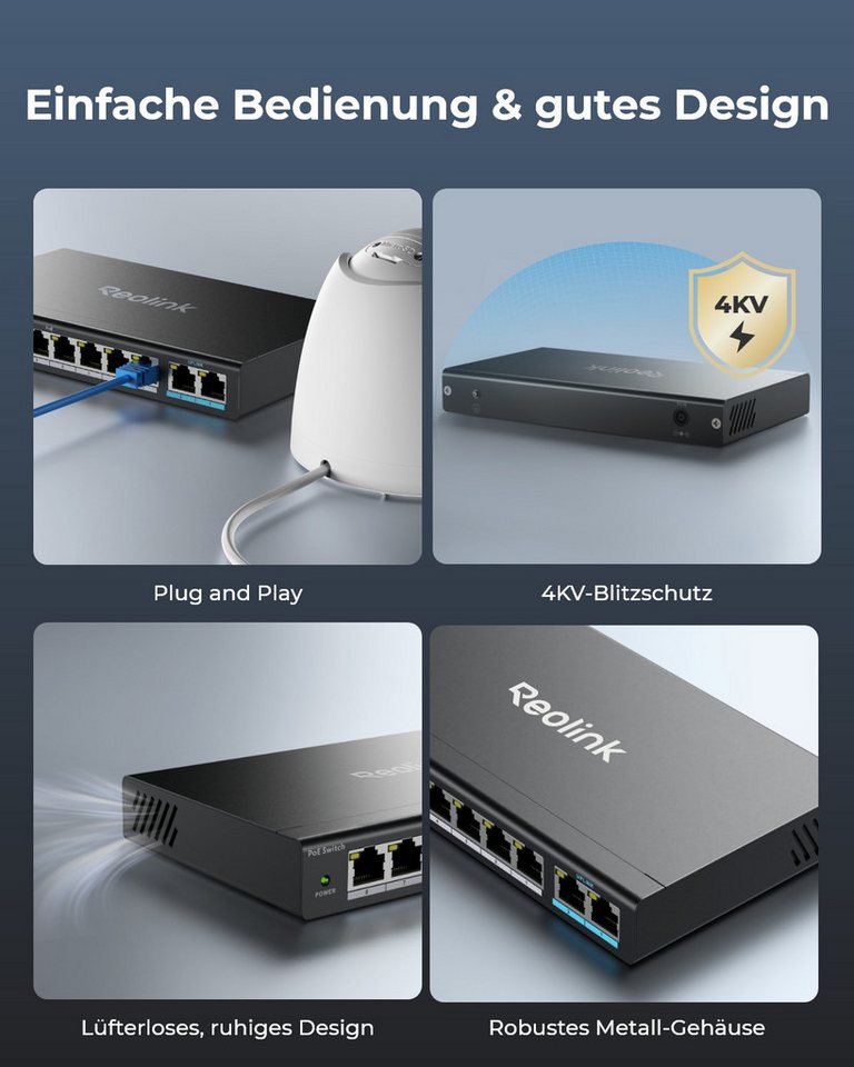 Reolink Überwachungskamera Zubehör RLA-PS1, 10-Port PoE-Switch mit 120W PoE-Leistungsbudget Bild 2