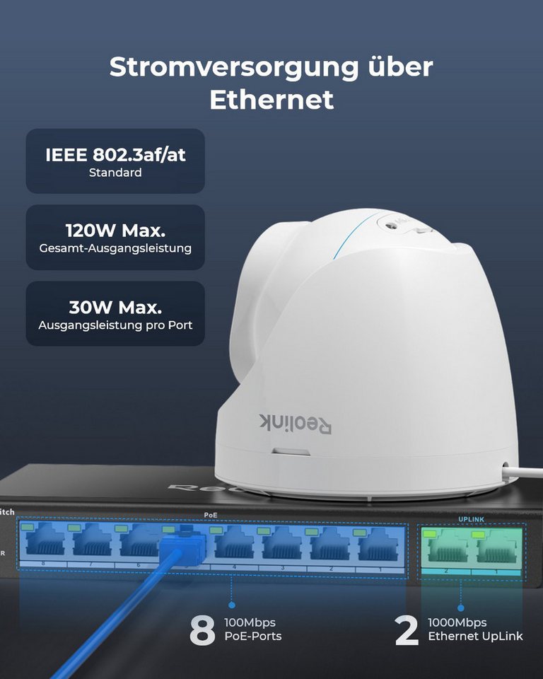 Reolink Überwachungskamera Zubehör RLA-PS1, 10-Port PoE-Switch mit 120W PoE-Leistungsbudget Bild 4