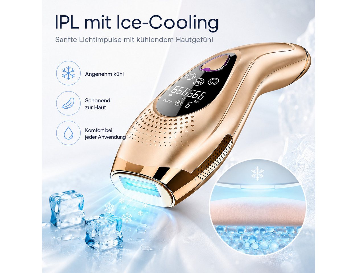 XEOOCE IPL-Haarentferner IPL Haarentferner mit Kühlfunktion, 9 Stufen und 999.999 Impulsen, 999.999 Lichtimpulse Bild 2