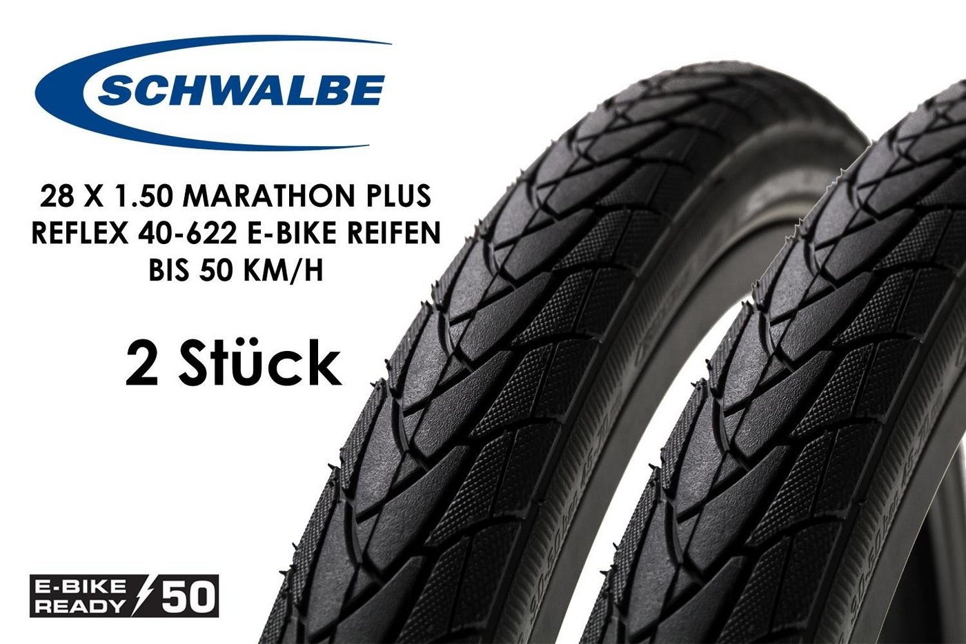 Schwalbe Fahrradreifen 2 Stück 28 Zoll Schwalbe Marathon Plus Reifen Mantel Decke 40-622, (2-tlg)