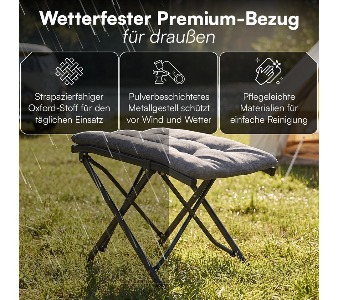 STEELSØN Campingstuhl Hoggar & Hocker, gepolsterter Klappstuhl mit Seitentasche (Hocker), Fußhocker bis bis 100 kg, 46 cm hoch