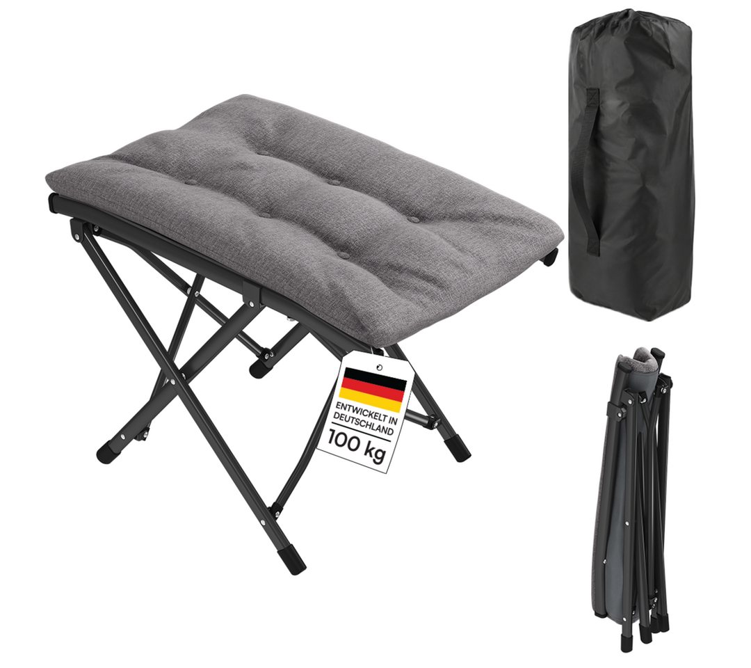 STEELSØN Campingstuhl Hoggar & Hocker, gepolsterter Klappstuhl mit Seitentasche (Hocker), Fußhocker bis bis 100 kg, 46 cm hoch Bild 2