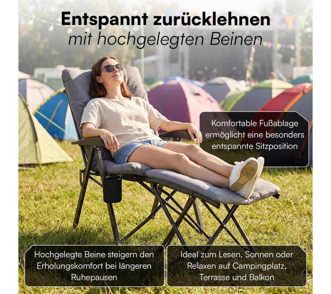 STEELSØN Campingstuhl Hoggar & Hocker, gepolsterter Klappstuhl mit Seitentasche (Hocker), Fußhocker bis bis 100 kg, 46 cm hoch Bild 4