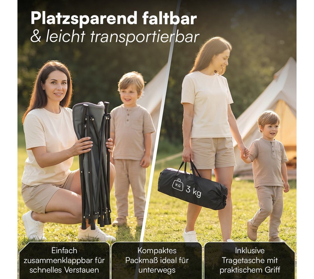 STEELSØN Campingstuhl Hoggar & Hocker, gepolsterter Klappstuhl mit Seitentasche (Hocker), Fußhocker bis bis 100 kg, 46 cm hoch Bild 5