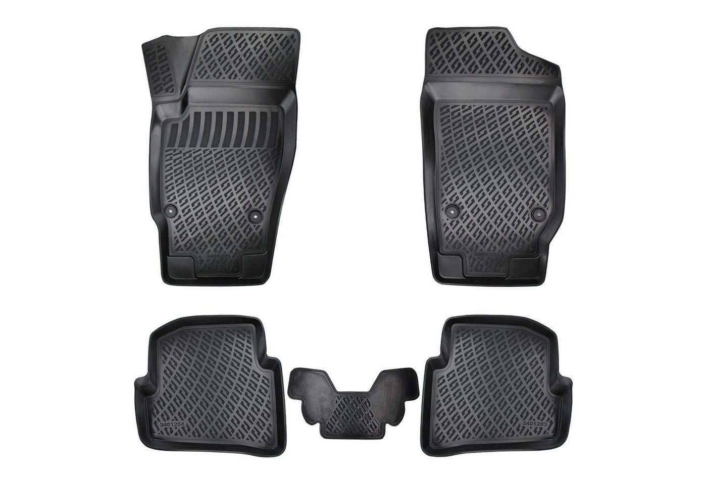 Trimak Passform-Fußmatten Oder Kofferraumwanne Oder Set kompatibel mit Volkswagen Polo, VW Polo IV 2001-2009 Gummimatten Auto & Kofferraummatte TPE Antirutsch