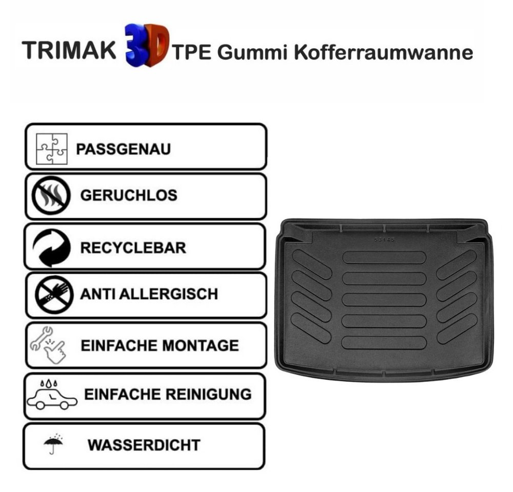 Trimak Passform-Fußmatten Oder Kofferraumwanne Oder Set kompatibel mit Volkswagen Polo, VW Polo IV 2001-2009 Gummimatten Auto & Kofferraummatte TPE Antirutsch Bild 3