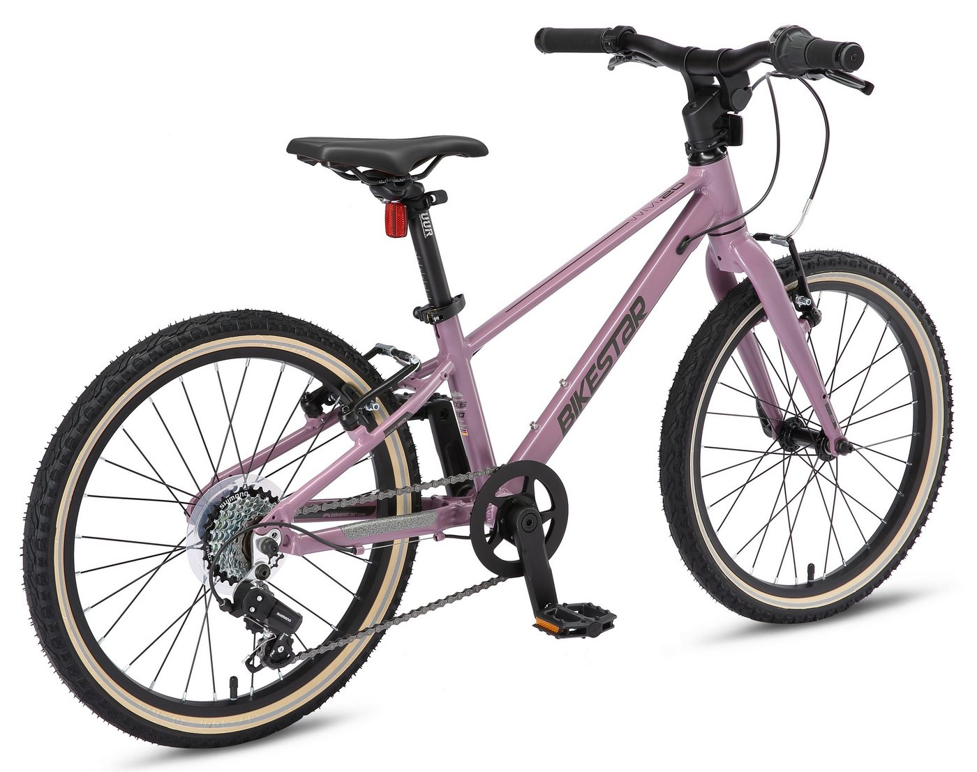 Bikestar Kinderfahrrad Leichtgewicht 8 kg 20 Zoll Aluminium ab 6 Jahre, 7 Gang Shimano RD-M2005 Schaltwerk, Kettenschaltung, Reflektierende Reifen, leichtes Treten, ergonomischer Rahmen Bild 2