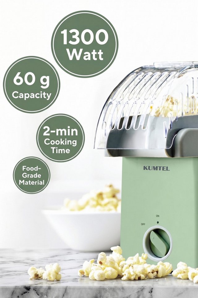 Opviq Popcornmaschine Retro Design, Transparenter Deckel,Rutschfeste Silikonfüße,Messbecher,Retro