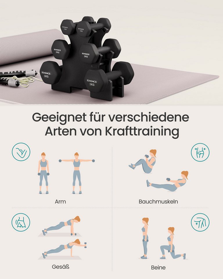 SONGMICS Hantel-Set Kurzhanteln, 12kg, Hexagon, Neopren Hanteln Bild 2