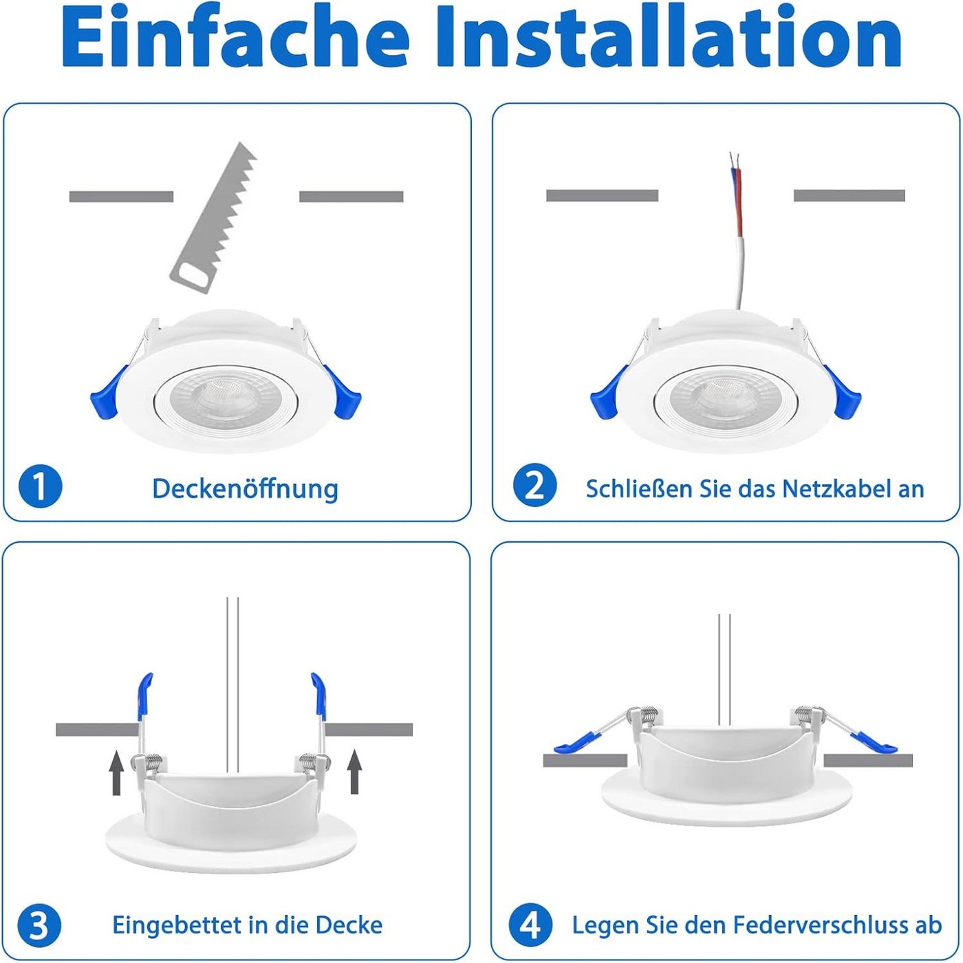 FIVMEN Strahler 20Stück 5W Led Einbaustrahler Flach, Einbauleuchte LED Einbauleuchten
