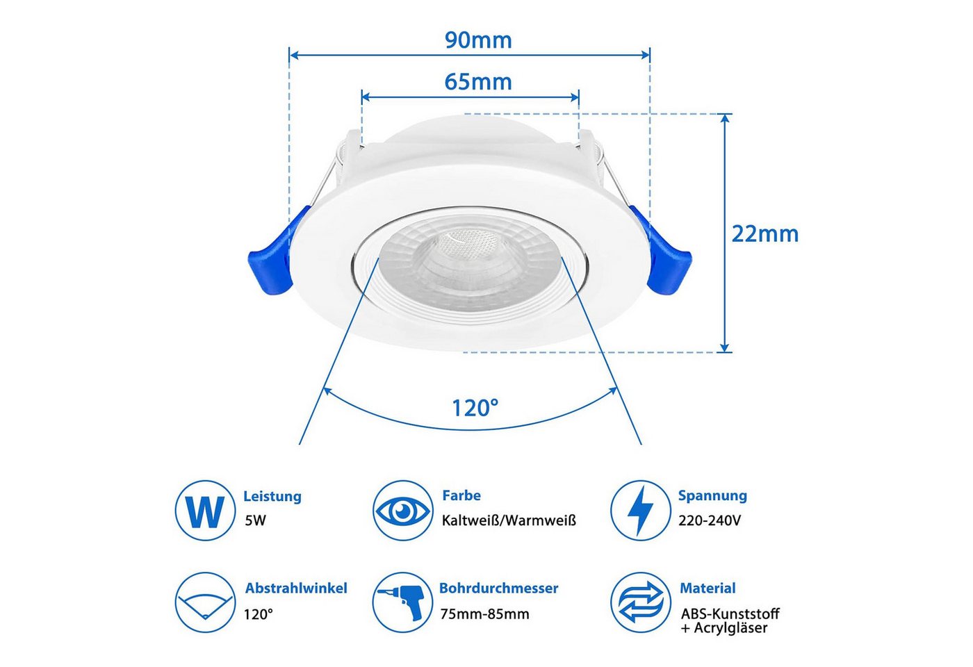 FIVMEN Strahler 20Stück 5W Led Einbaustrahler Flach, Einbauleuchte LED Einbauleuchten Bild 4